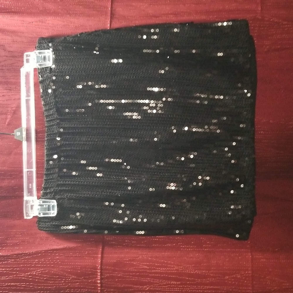 Black sequin mini skirt